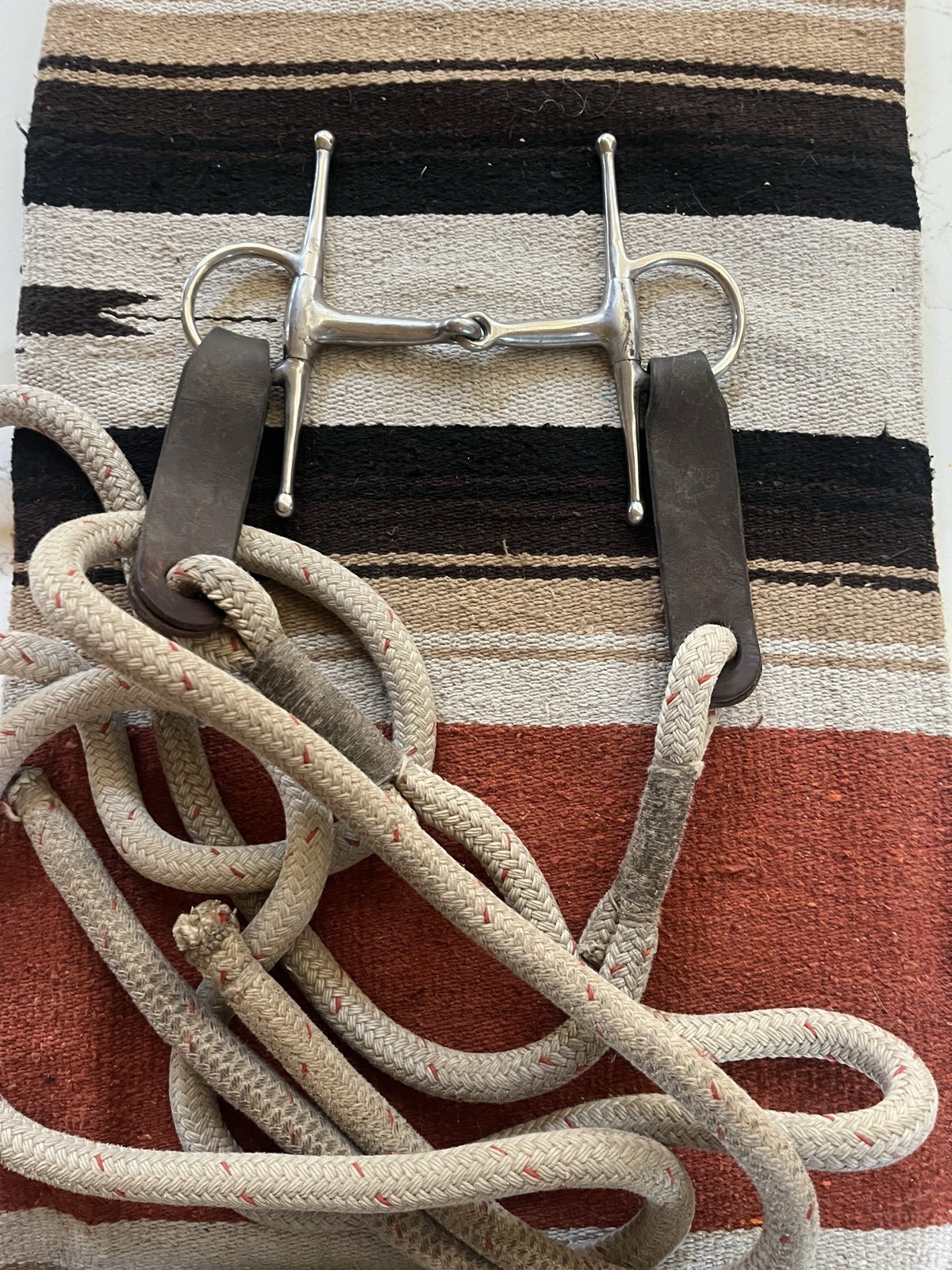 Full Cheek Snaffle With HEAVY Rope Reins And Slobber Straps