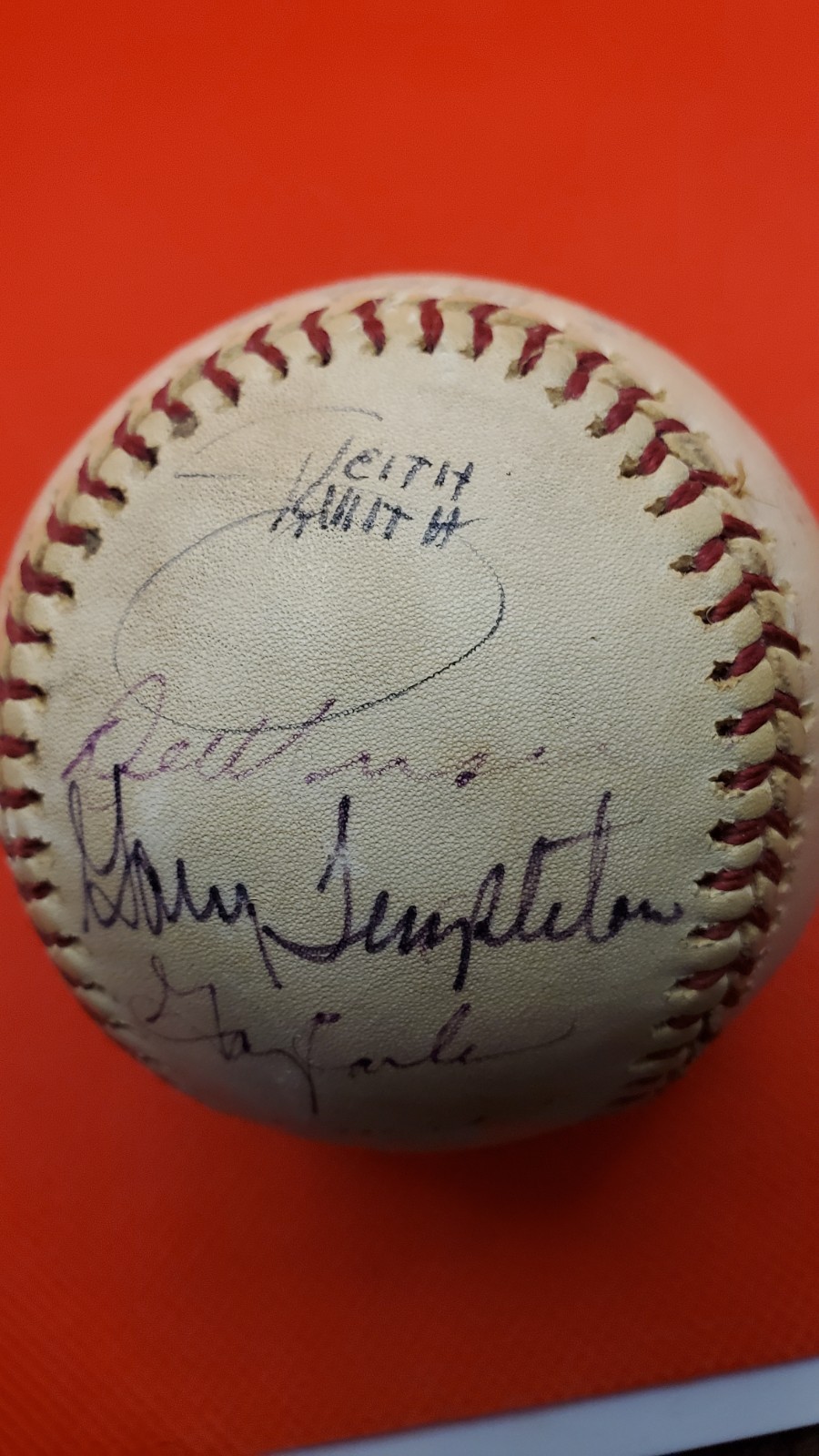 Gary Carter, Enos Slaughter, Gary Templeton Signed Baseball - Beckett - HOF