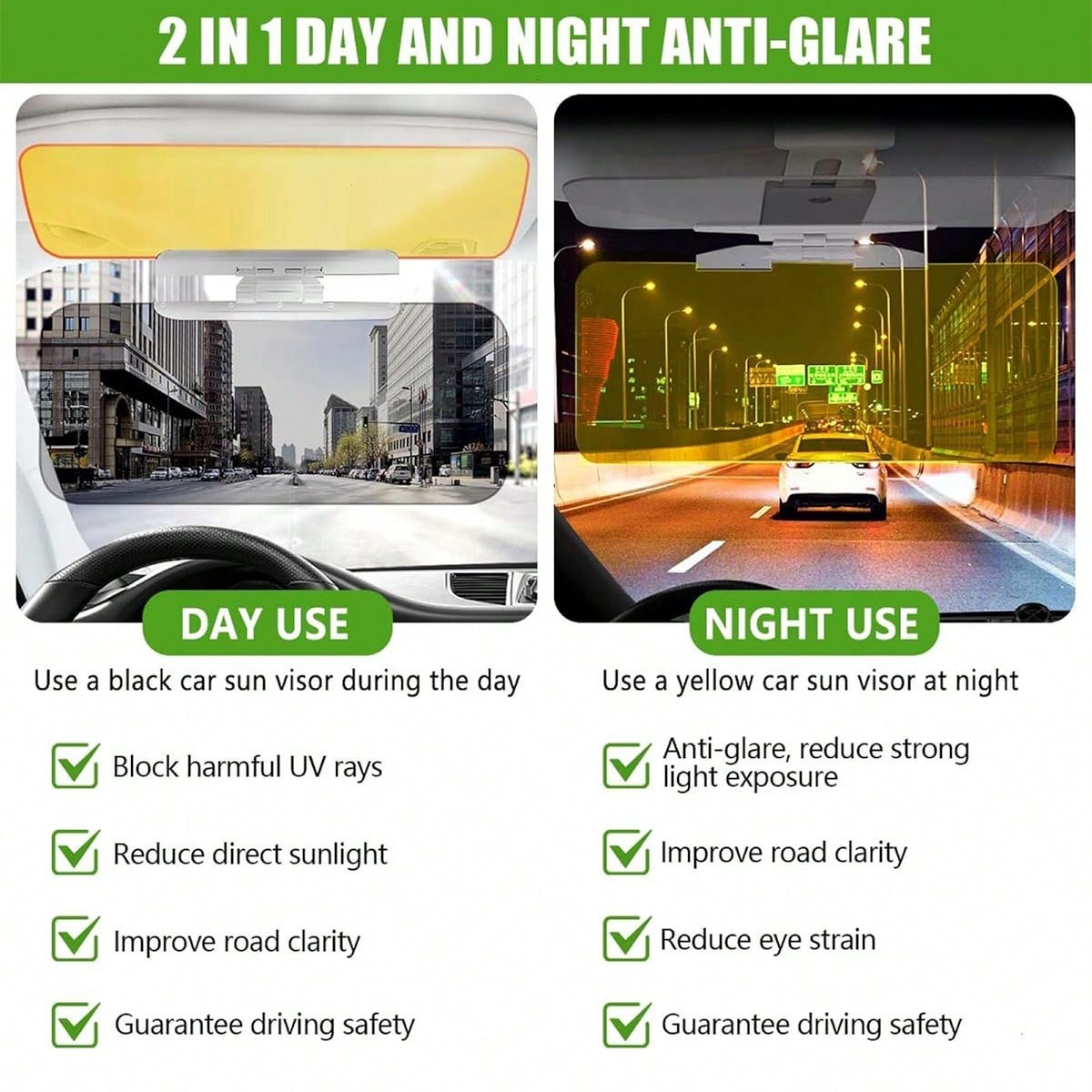 Car Anti Glare Sun Visor Universal Day and Night HD Tac Visor Shade Extender