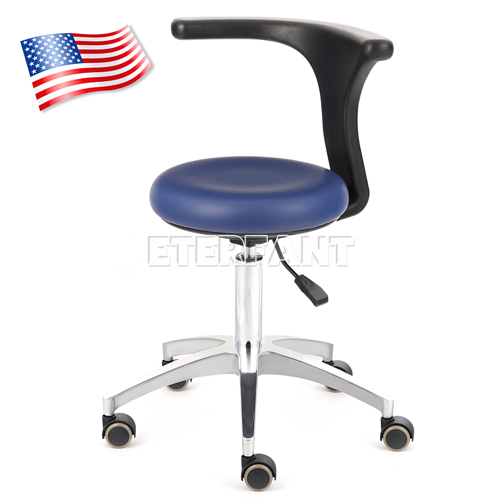 Dental Doctor Assistant Stool Mobile Chair Adjustable Height PU Leather ETERFANT