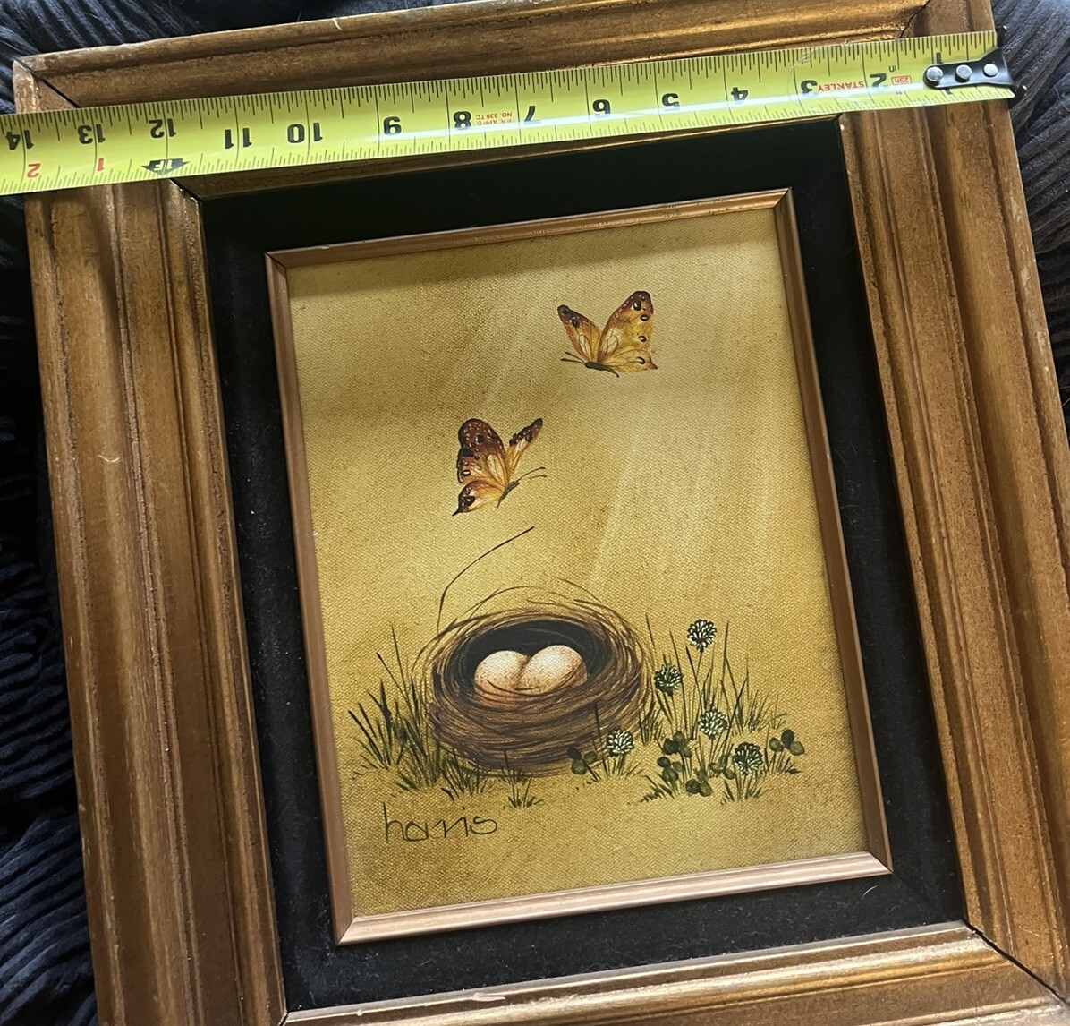 Vintage Painting Butterfly The Beginning Spring Bird Nest Eggs Cottage Cabin