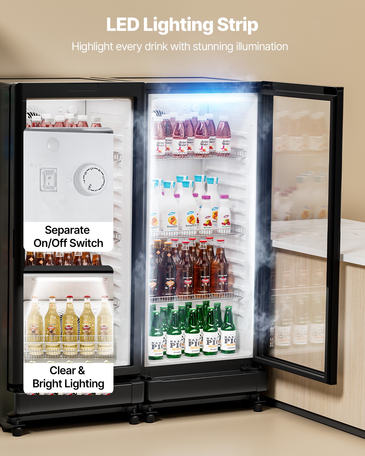 Commercial Merchandiser Refrigerator 5.7 CU.FT Glass Door Beverage Drink Cooler