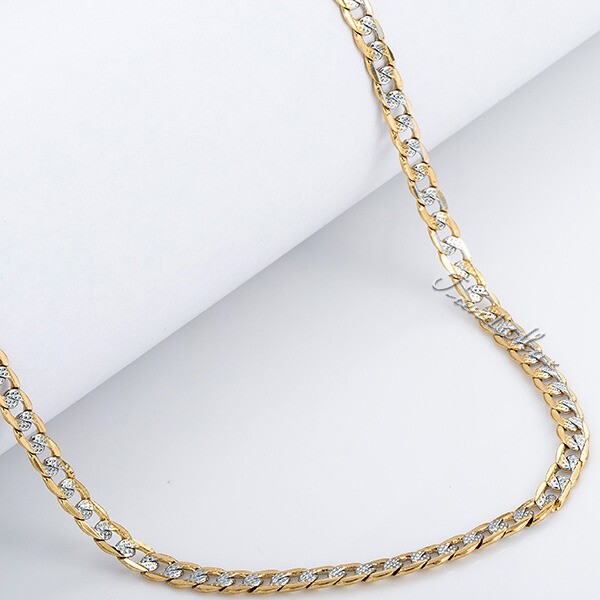 4mm 18-30" Diamond-Cut Curb Cuban Link Gold Plated Chain Necklace Men Women Gift