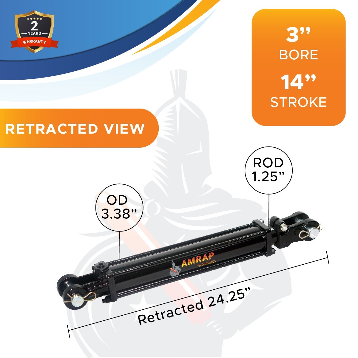 3x14 Hydraulic Cylinder 3" Bore 14" Stroke Double Acting Tie-Rod Cylinder