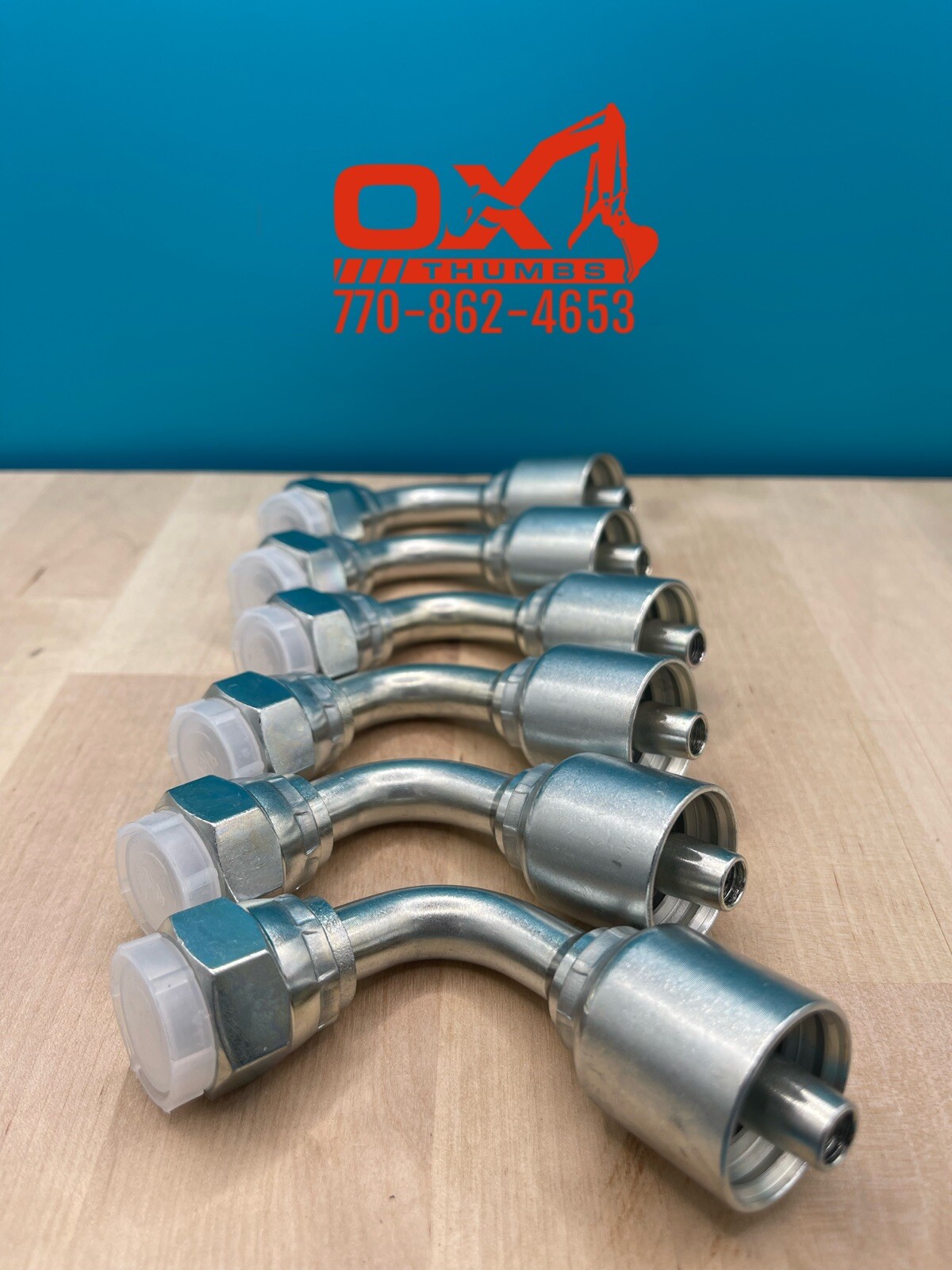 6 Parker Style 13943-8-6 Hydraulic Hose Crimp Fitting 3/8” Hose X 1/2” FJIC 90