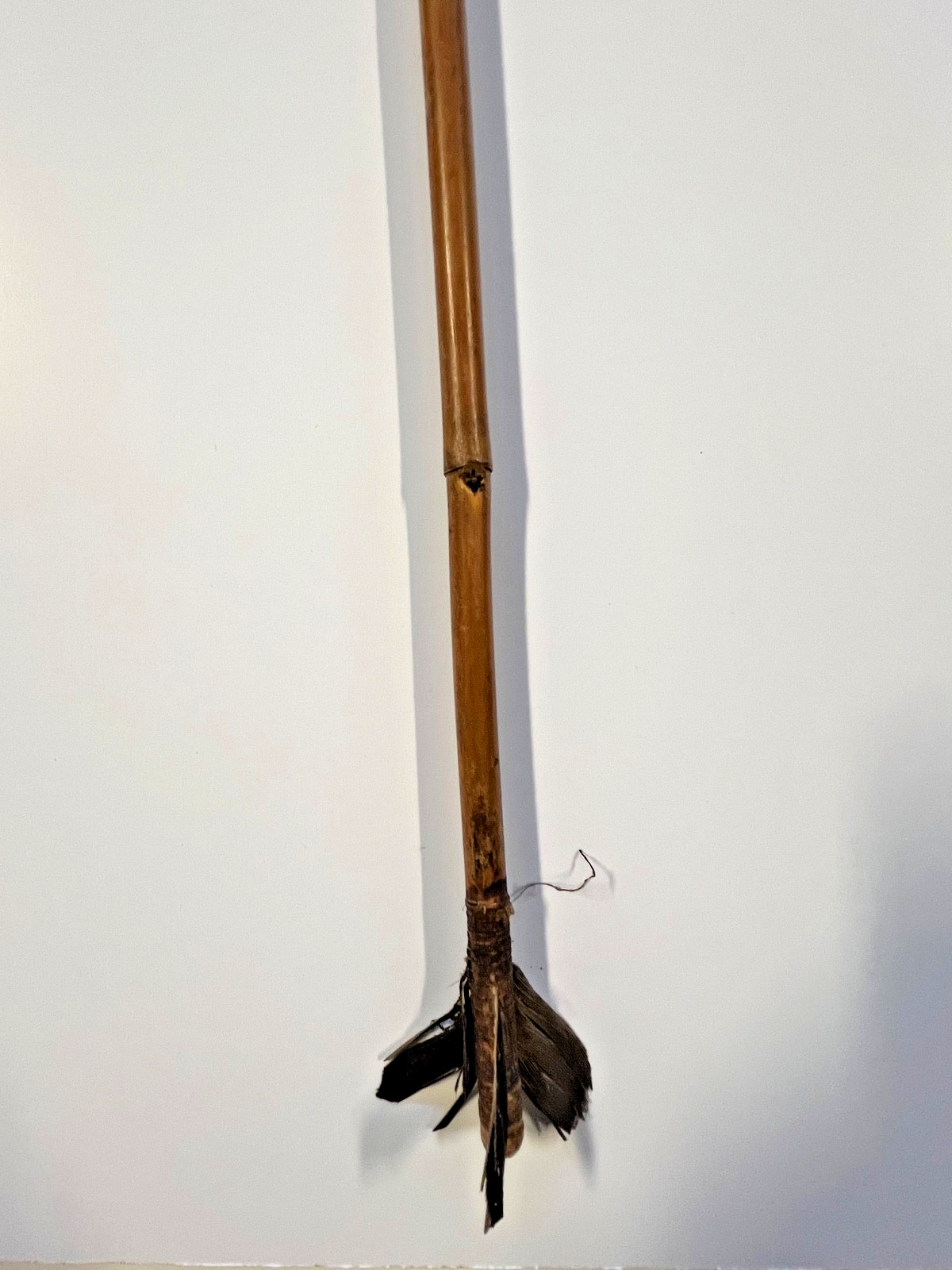 Original Native American Indian Arrow; Wood Tip; Feathers; Sinew; #B2