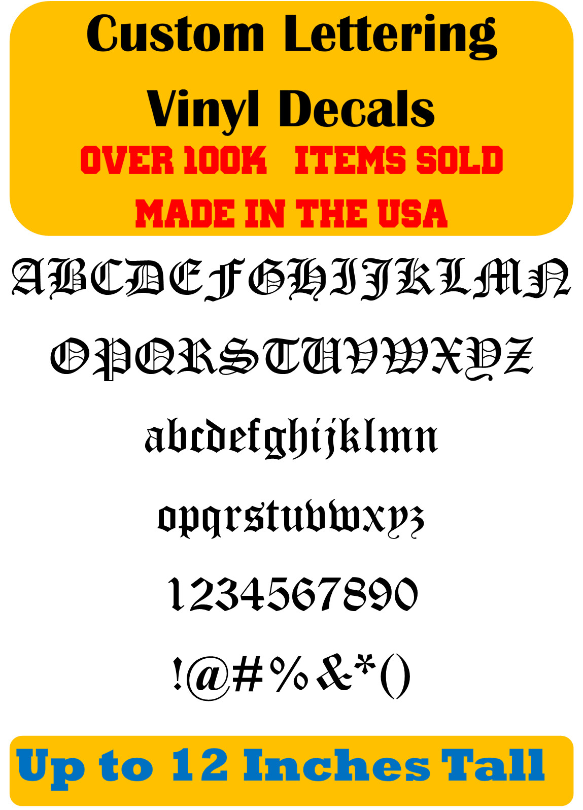 Custom Personalized Decal Vinyl Lettering Text Business Sign Old English Font vB