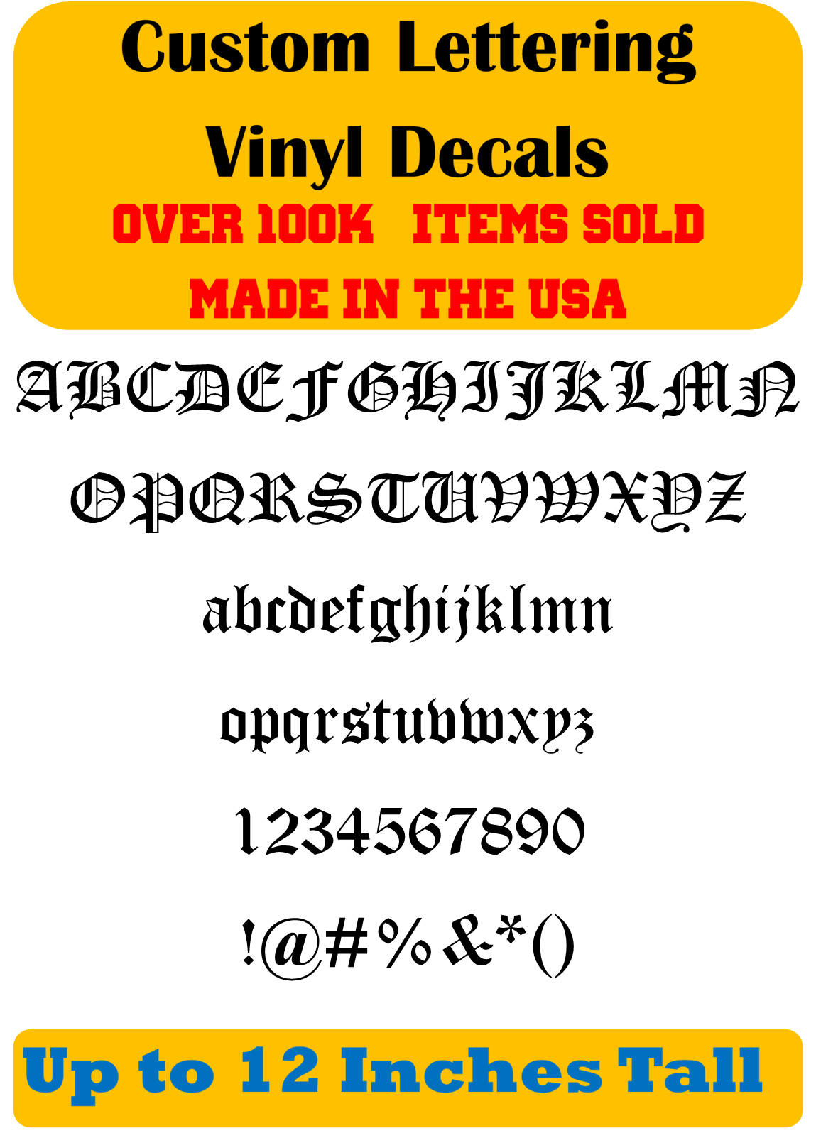 Custom Personalized Decal Vinyl Lettering Text Business Sign Old English Font vB