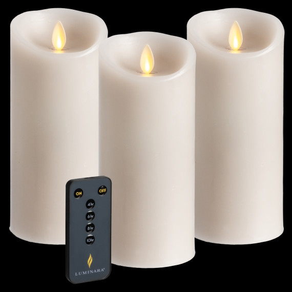 Luminara 3-Piece Flameless 6.5" Pillar Candle Set with Remote