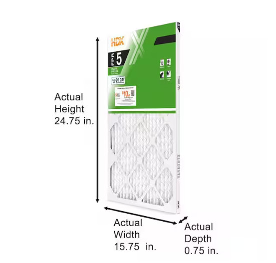 16 x 25 x 1 Standard Pleated Air Filter FPR 5, 12-Pack, Air Filters Replacement