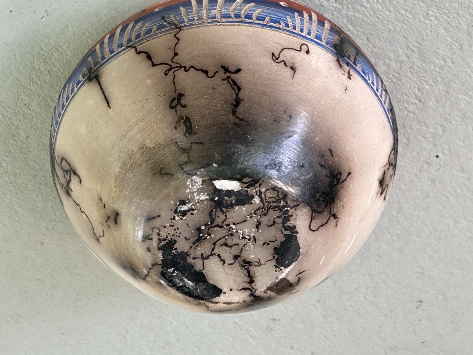 BH Pike Navajo Horse Hair Etchware Seed Pot 3″ x 4″ Signed 1990s Vintage