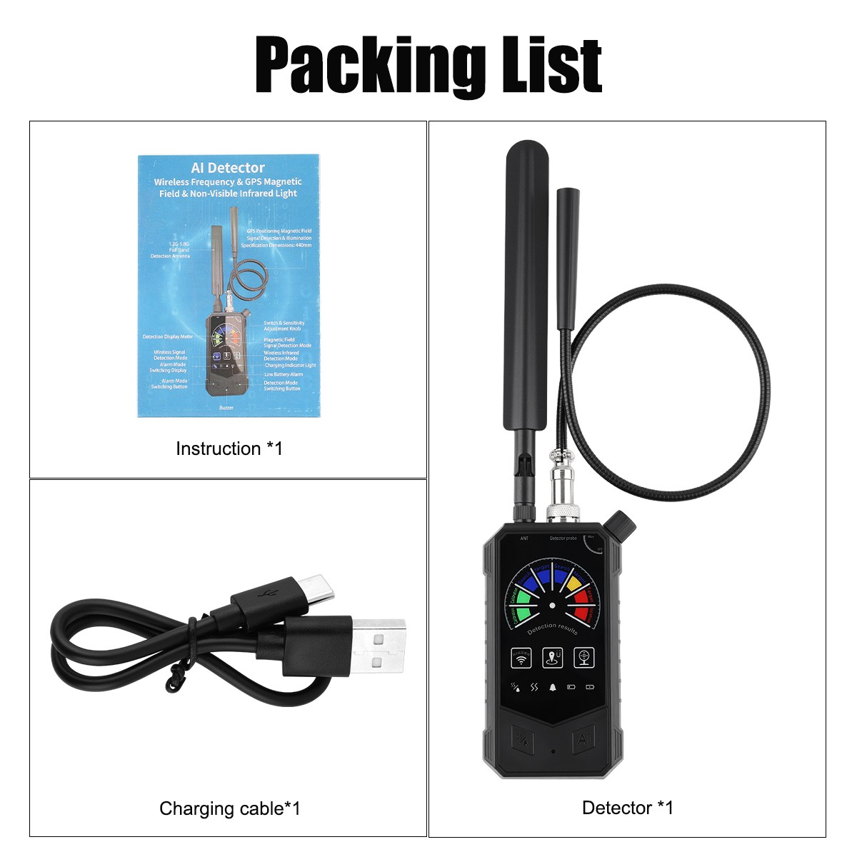 Wireless RF Detector Anti-Spy Camera GSM GPS Bug Tracker Finder Scanner Device