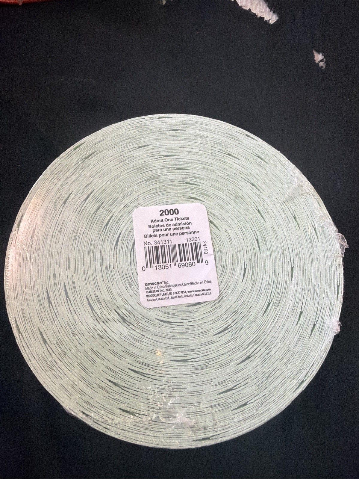 Amscan Admit One 2000 Count Ticket Roll 000001-002000 Event Party Raffle FAIR