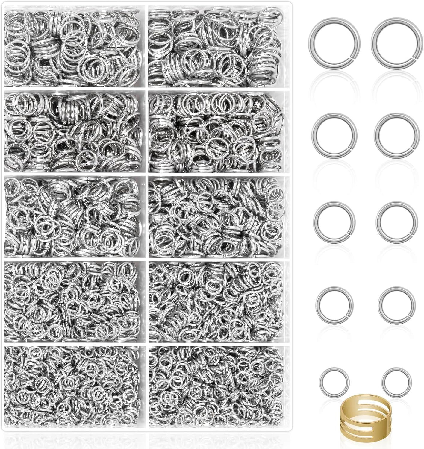 4600 Pcs Stainless Steel Open Jump Rings for Jewelry Making DIY Crafts Necklaces