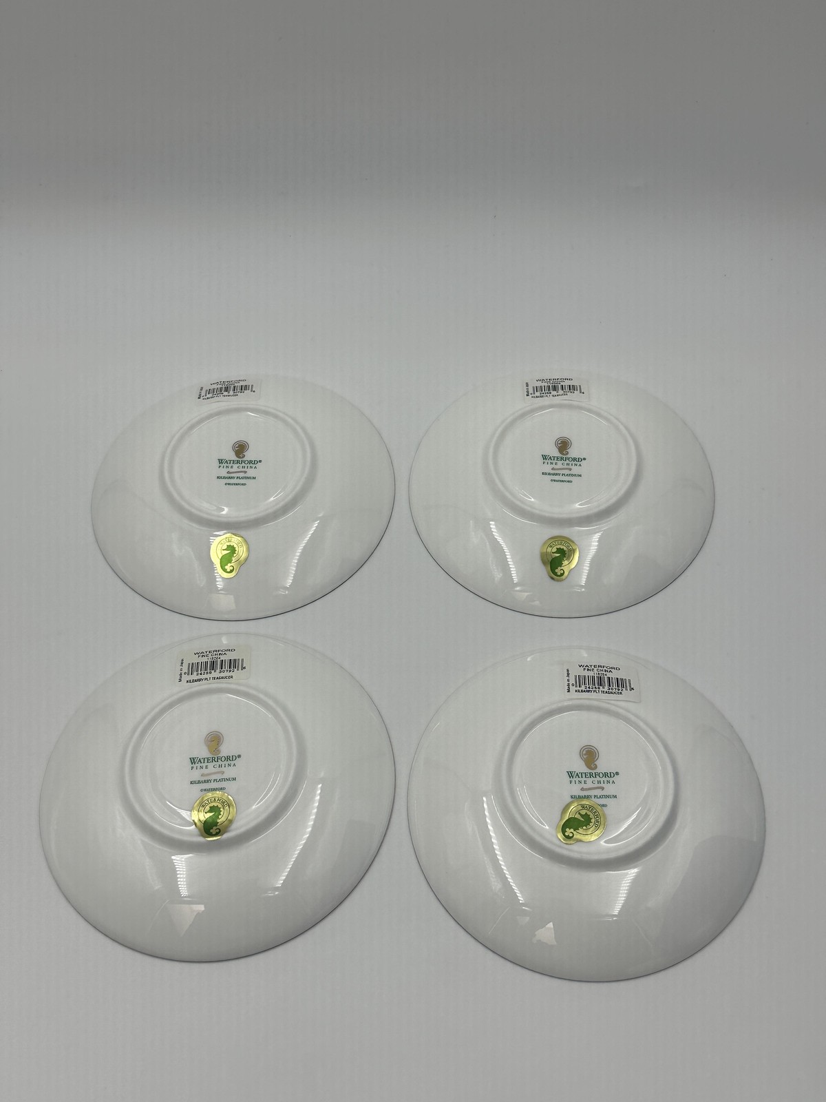 Waterford Kilbarry Platinum Fine China Coffee Cups & Saucers White Classic Set 4