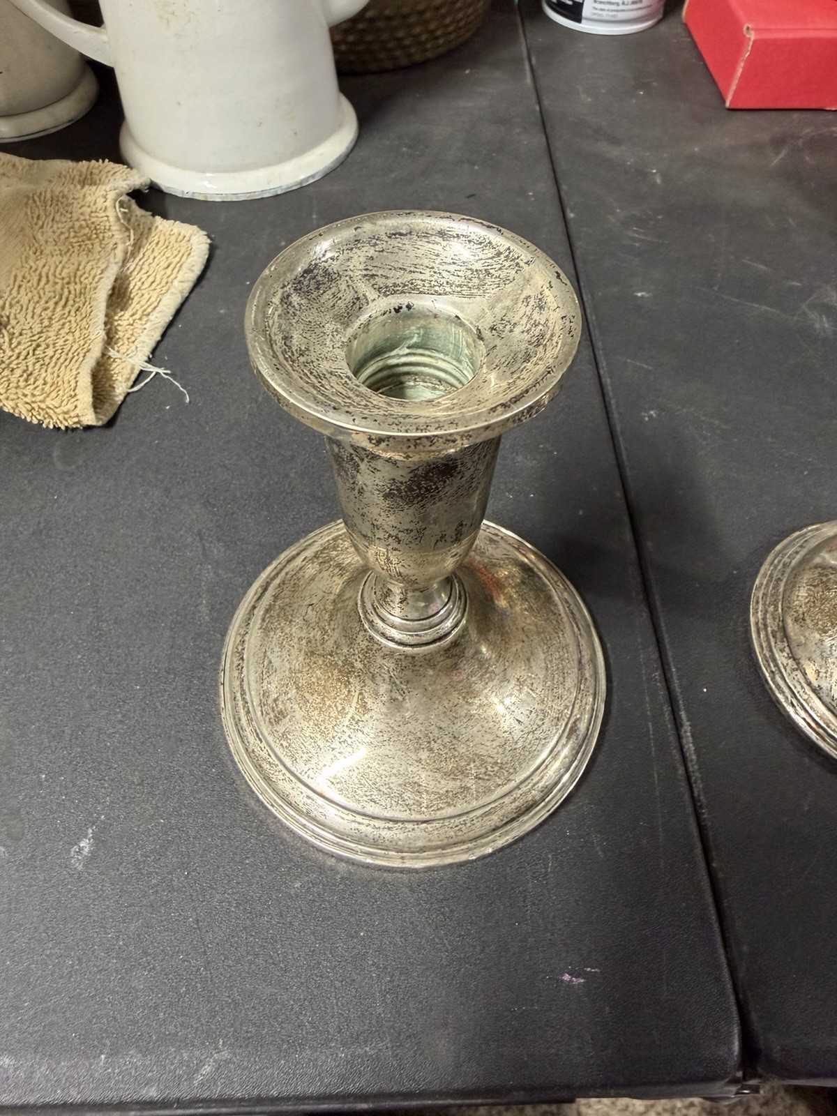 pair of weighted sterling silver candlesticks