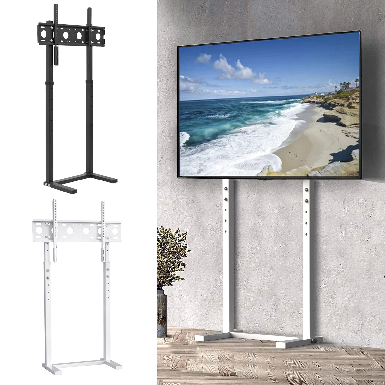 Free Standing Floor TV Stand Portable TV Mount Height Adjust 32"-100" No Drill