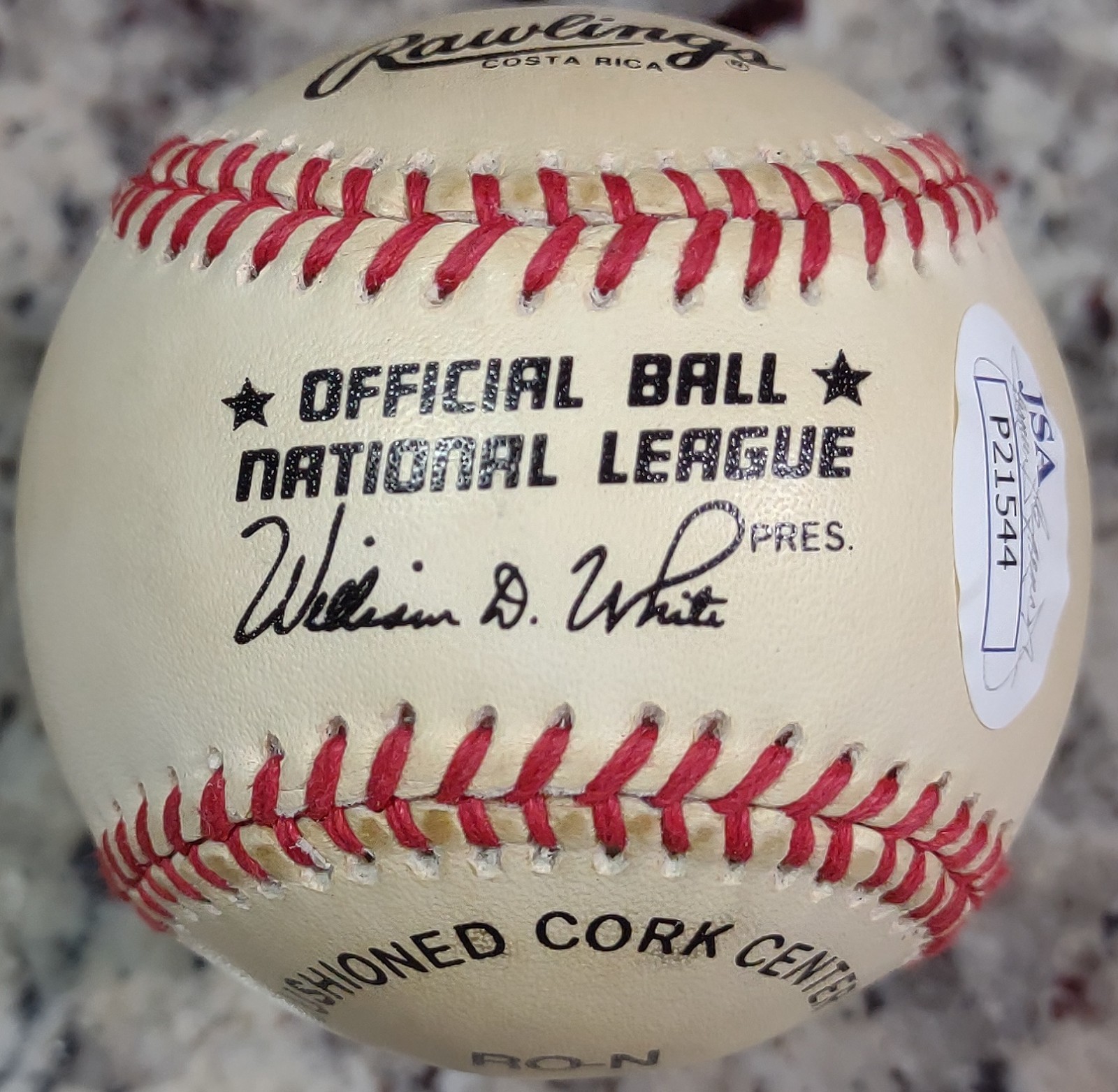Warren Spahn Johnny Sain Signed Rawlings National League Baseball RONLB JSA COA