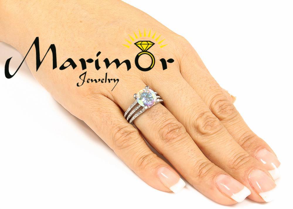 4.41Ct Stunning Cubic Zirconia Stainless Steel Engagement Ring Women's Size 5-10