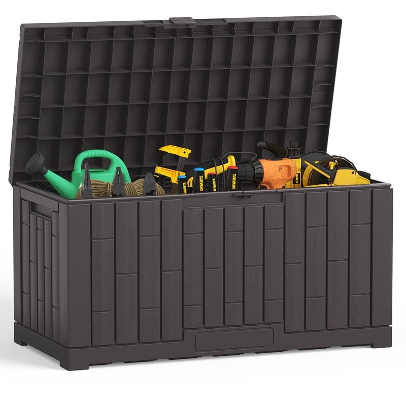 60 Gallon Deck Box, Lockable Resin Outdoor Storage Box with Hundles
