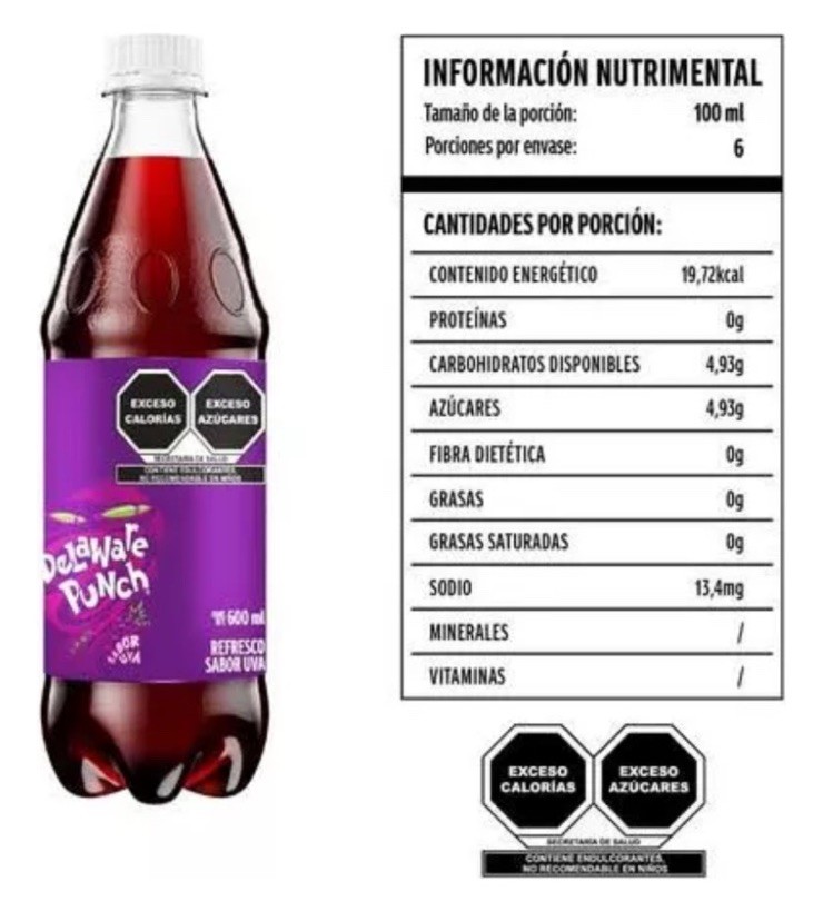 Paquete De 10 Bebidas Delaware Sabor Ponche De Uva 🍇 De México 🇲🇽 600ml C/U