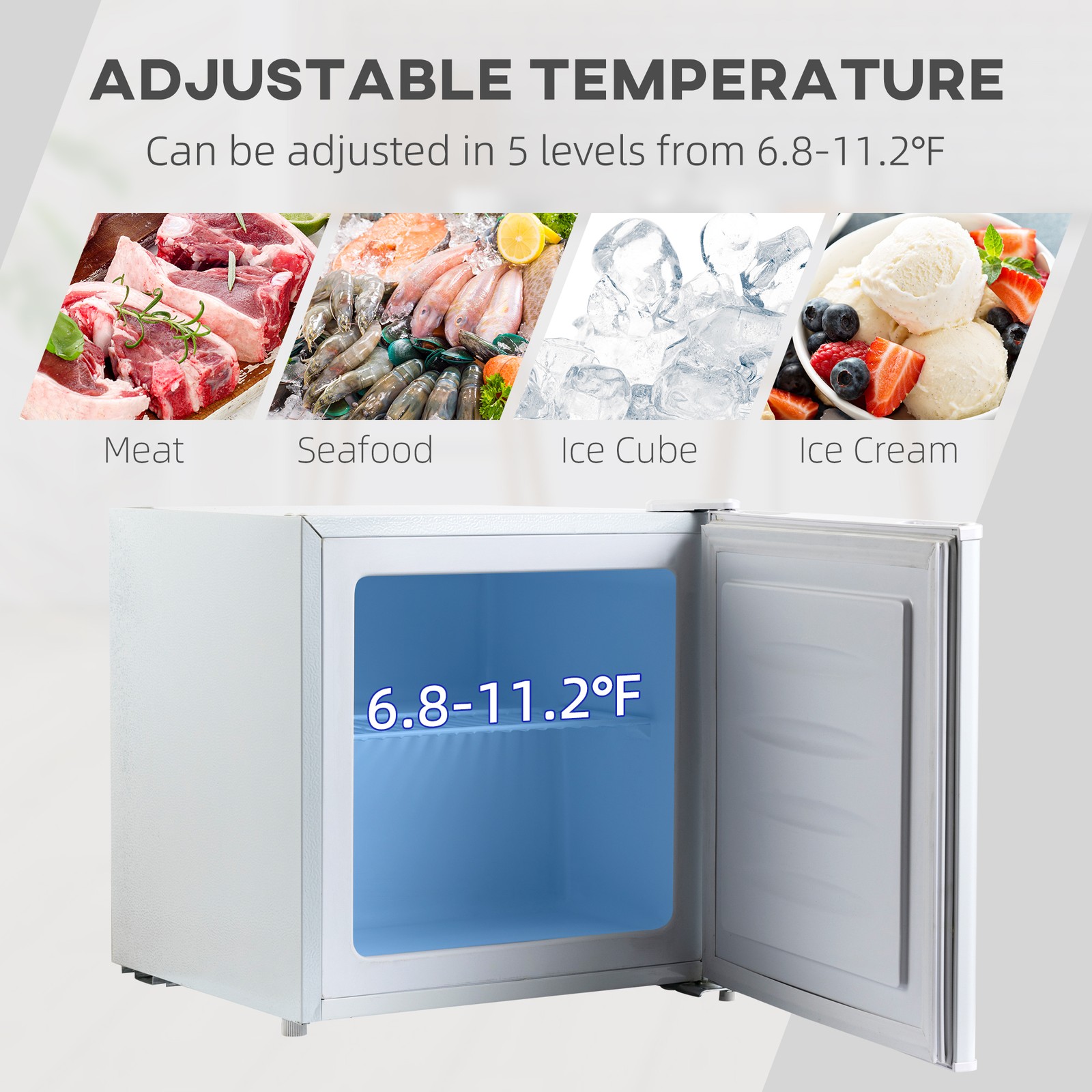 Mini Freezer Countertop 1.1 Cu.Ft Compact Upright Freezer with Removable Door