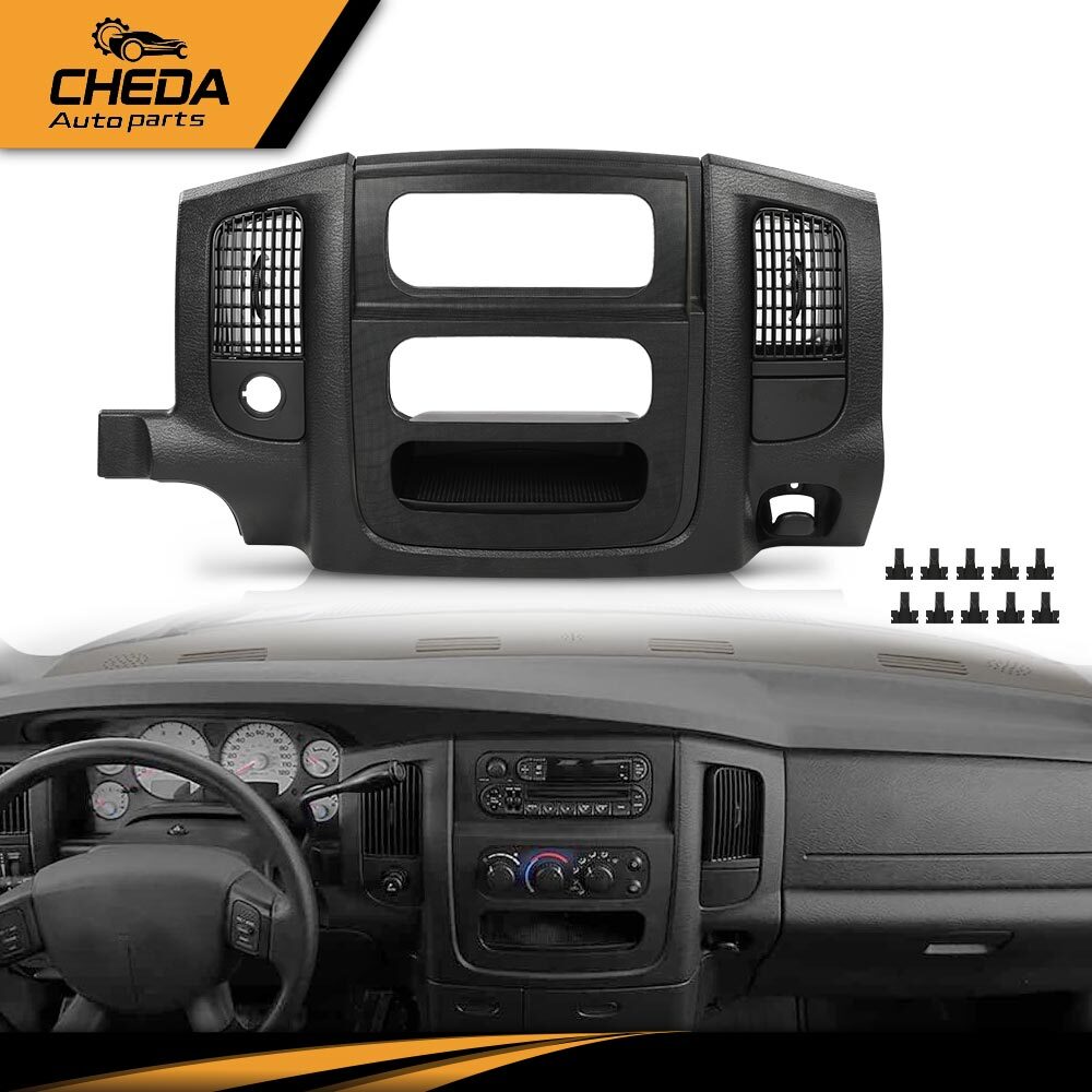 Fit For 02-05 Dodge Ram 1500 2500 Dash Radio Bezel Climate Trim Panel Vent Black