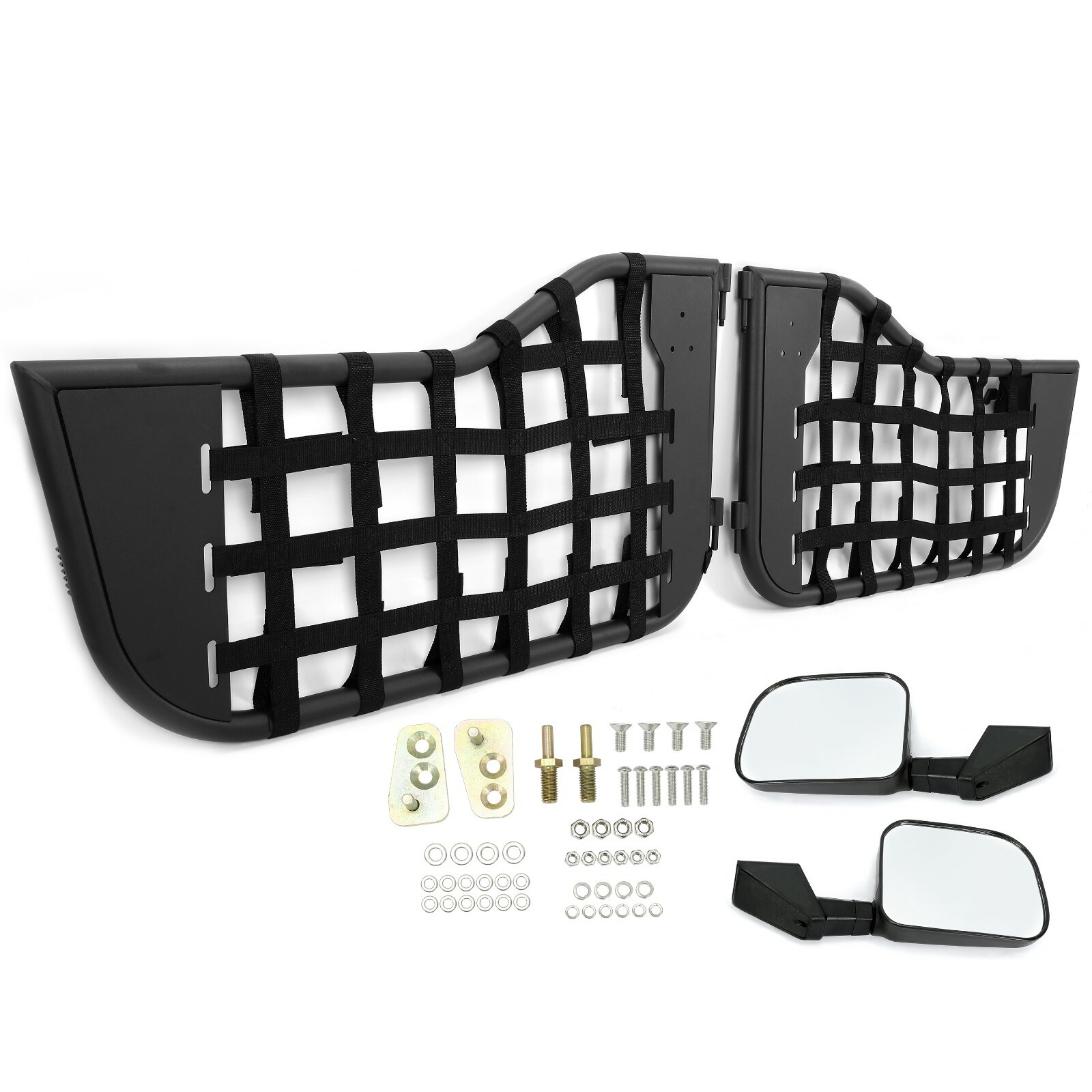 Black Tubular Trail Door With Side Mirror For 1976-1995 Jeep CJ7/YJ Wrangler 2DR