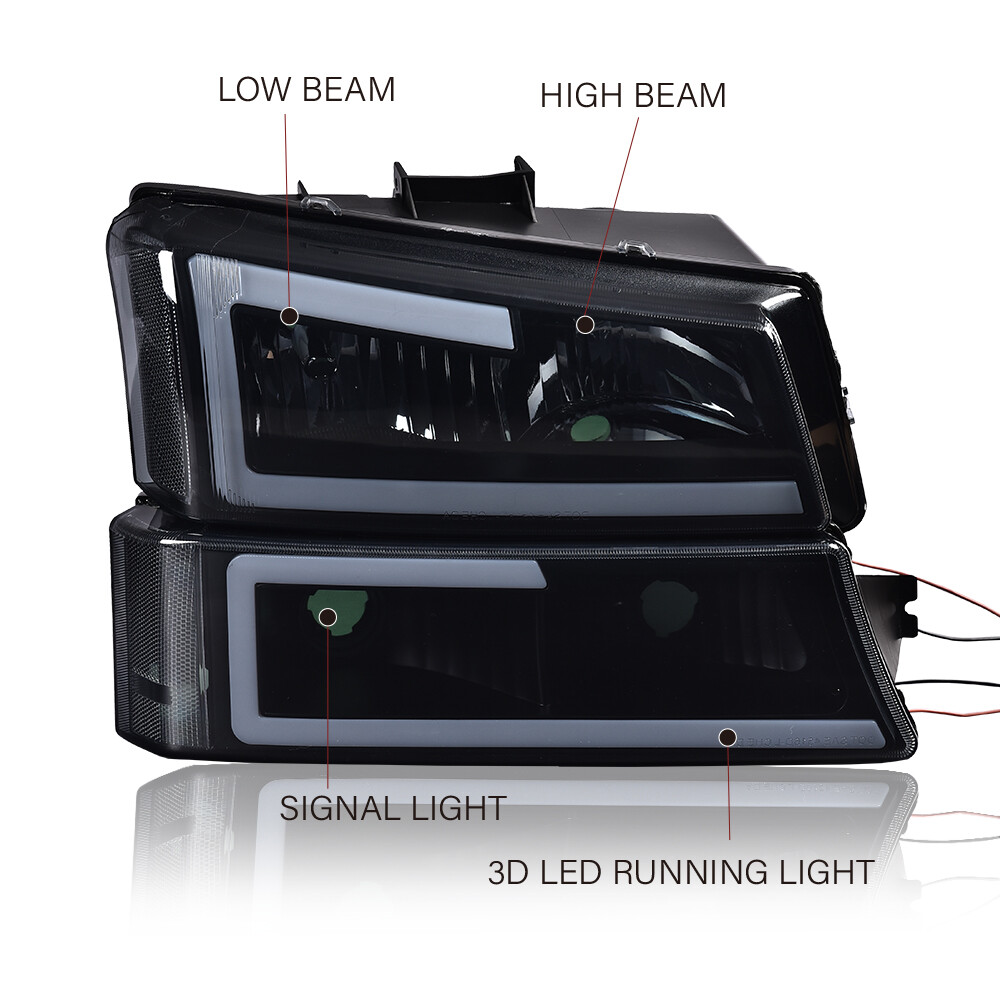 Fit For 03-07 Silverado New LED DRL Headlight Bumper Lamp & Tail Light