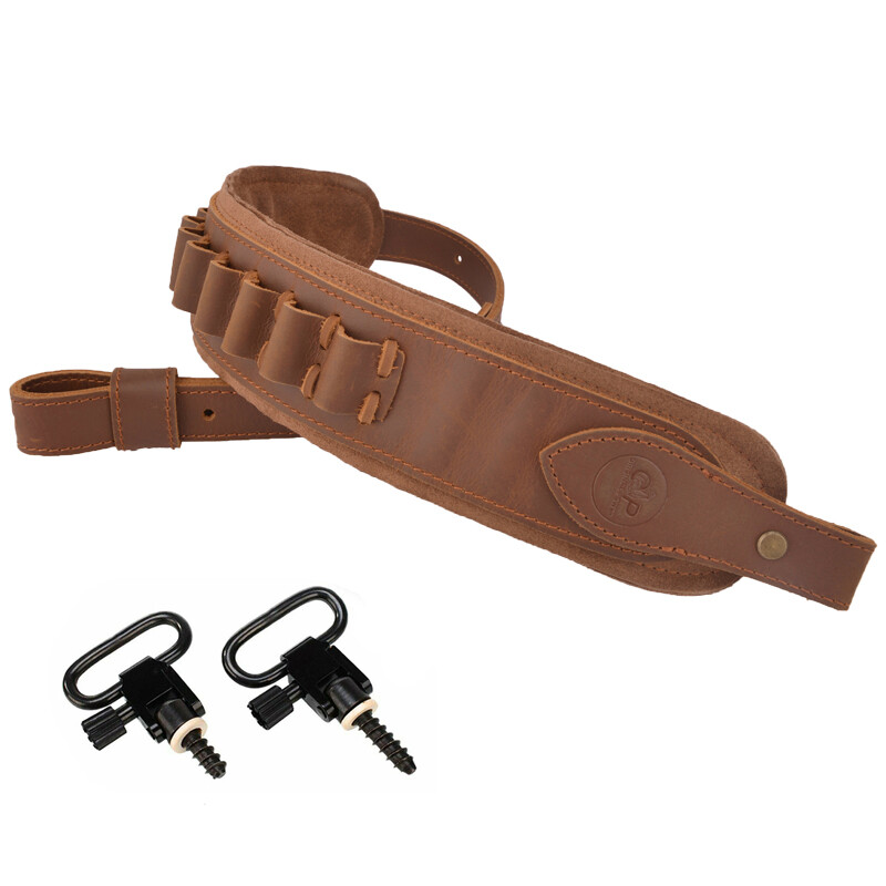 USA Cow Hide Leather Rifle Shell Holder Sling Strap For .30-30,.357,12GA .22lr
