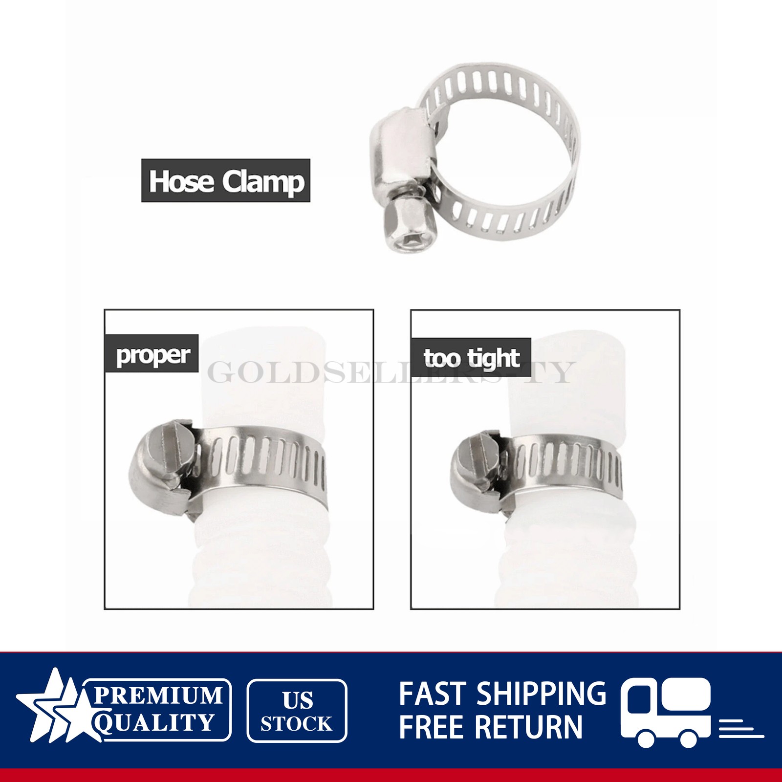 50x 3/8"-5/8" Stainless Steel Adjustable Drive Hose Clamps Fuel Line Worm Clip