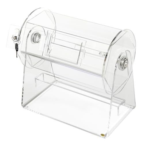 12x12 Raffle Drum Secure Transparent Ticket Spinner for Events Parties Fundra...