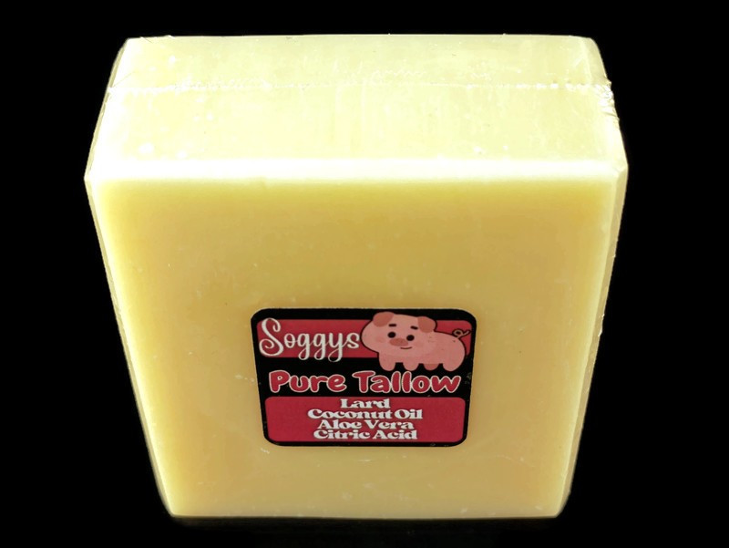 Bar Soap, Pig Tallow, Unscented, Sudsy, Handcrafted, All Natural, 5-6 oz