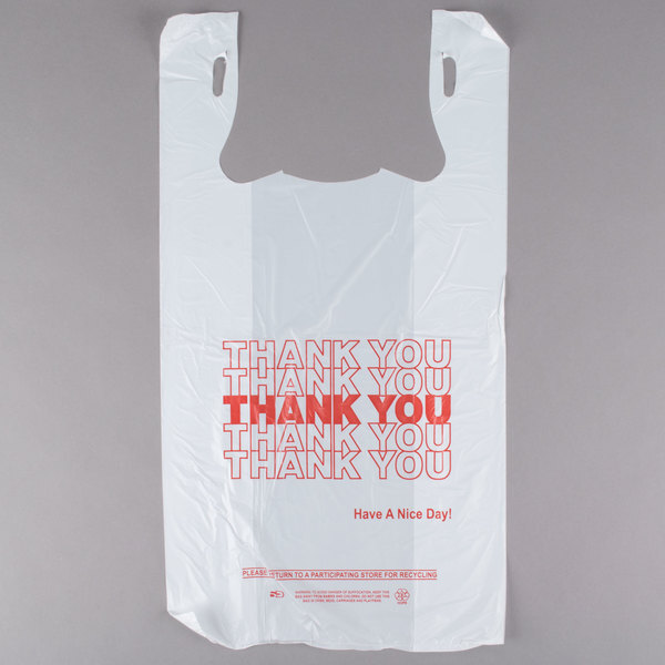 1/6 THANK YOU T-Shirt Bags 11.5"x6.5"x21"Plastic Shopping bags colors 100-1000