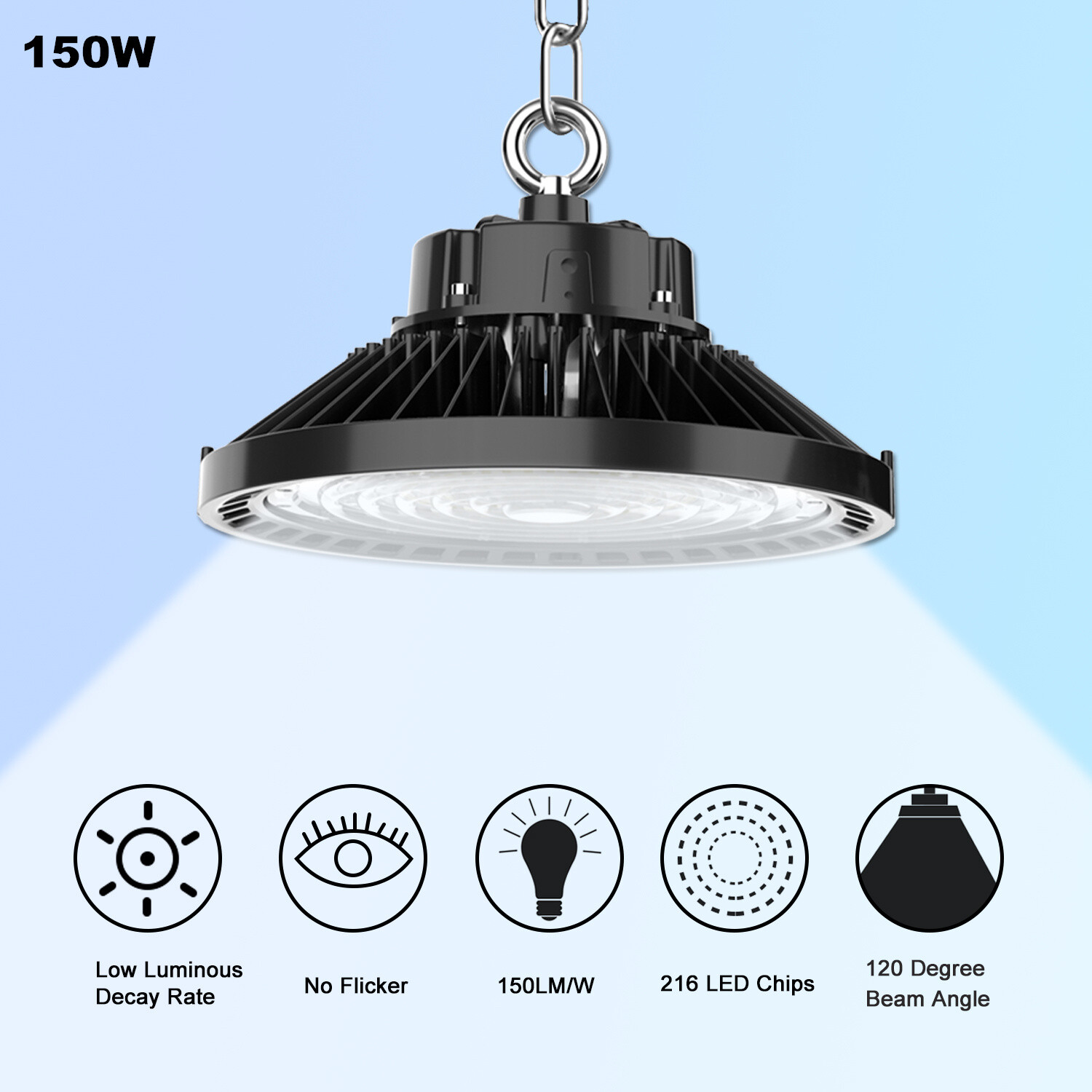 Dimmable UFO High Bay LED Light 240W 200W 150W LED Commercial Warehouse Lighting