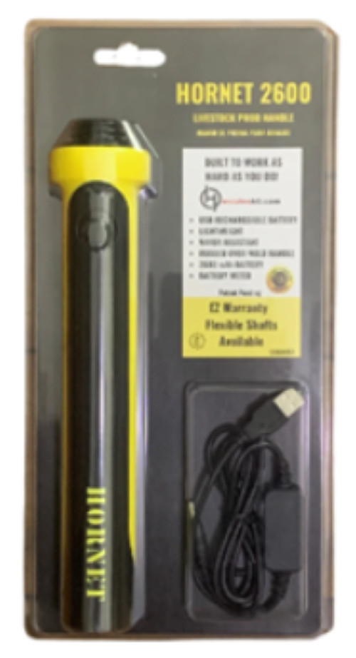 Hornet 2600 Rechargeable Livestock Cattle Prod with 22" Flexible Shaft