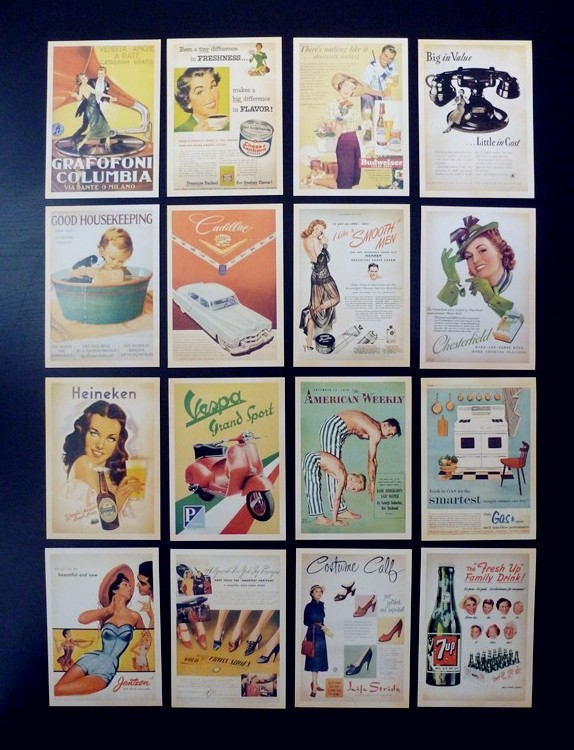 Lot of 32 Old Memories Forever Old Movie & Ads Poster Vintage Postcards