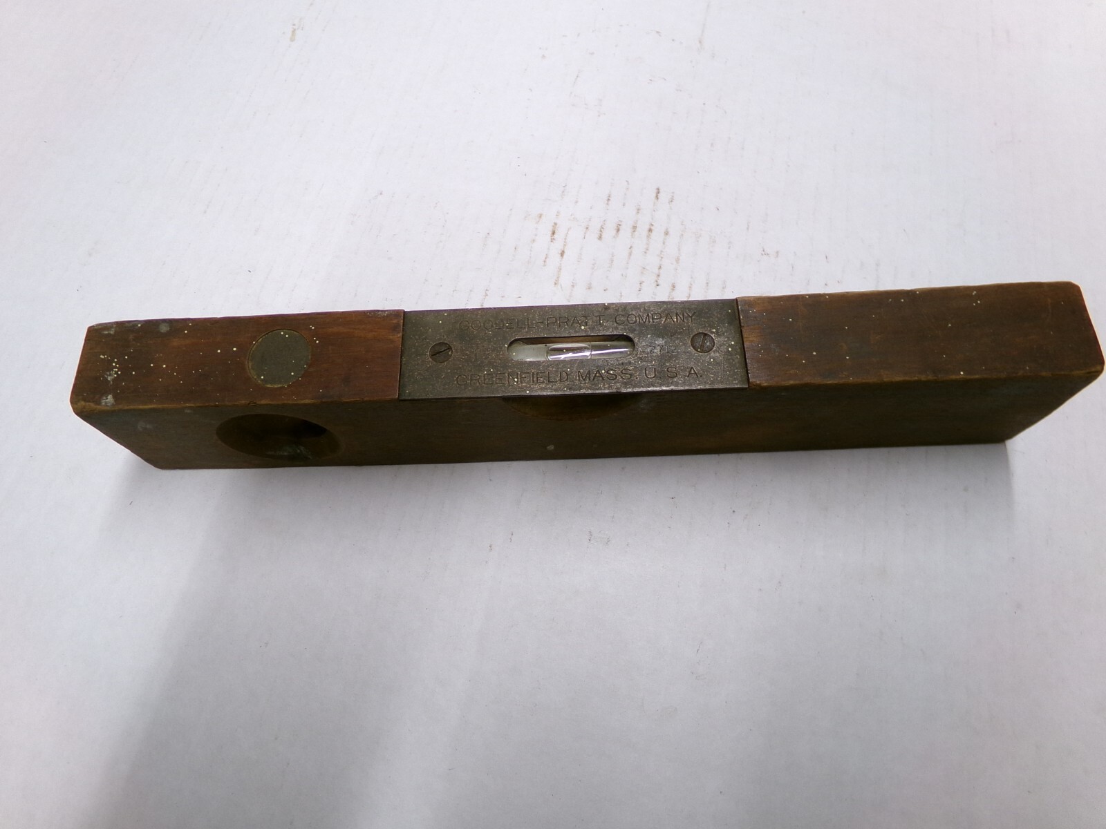 Goodell Pratt Wood Brass Level 12" Made In USA Vintage Tool