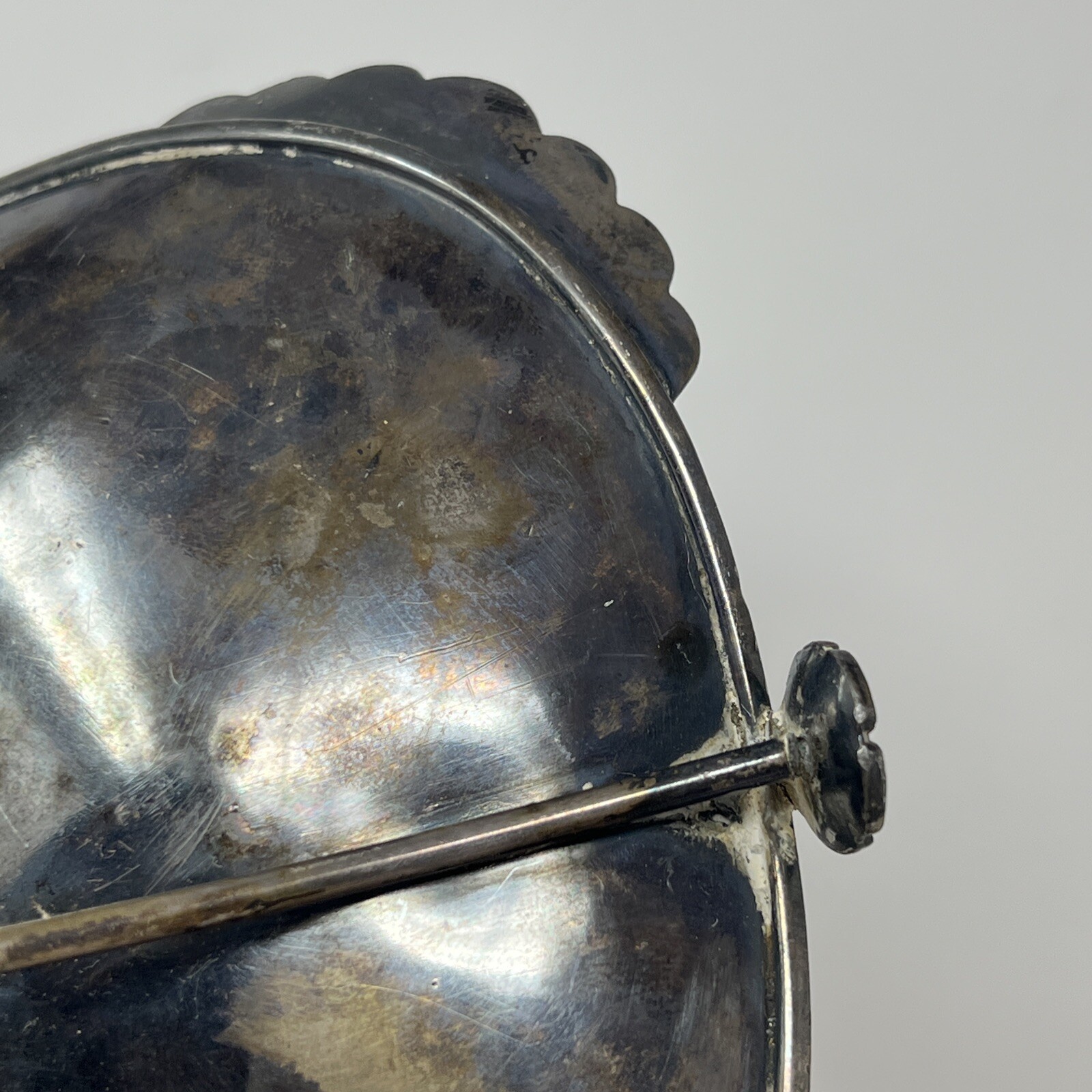 Antique Dog Figural Calling Card ? Silver Plate Tray Stand Simpson Hall Miller