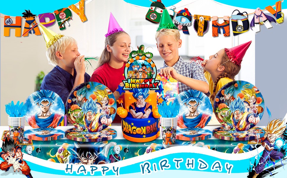111Pcs Dragon Ball Z Goku Birthday Party Decorations Balloons Cups Plates Banner