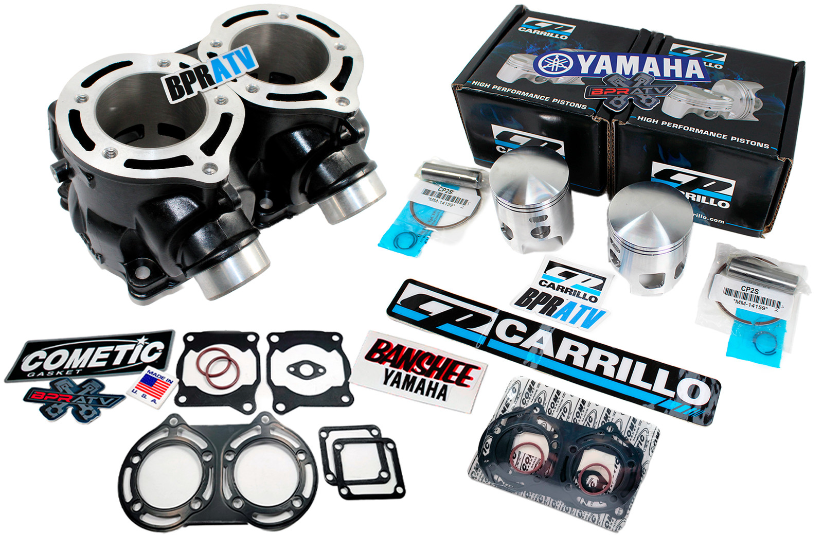 Yamaha Banshee 66mm Big Bore Cylinders + CP-Carrillo Pistons Top End Rebuild Kit