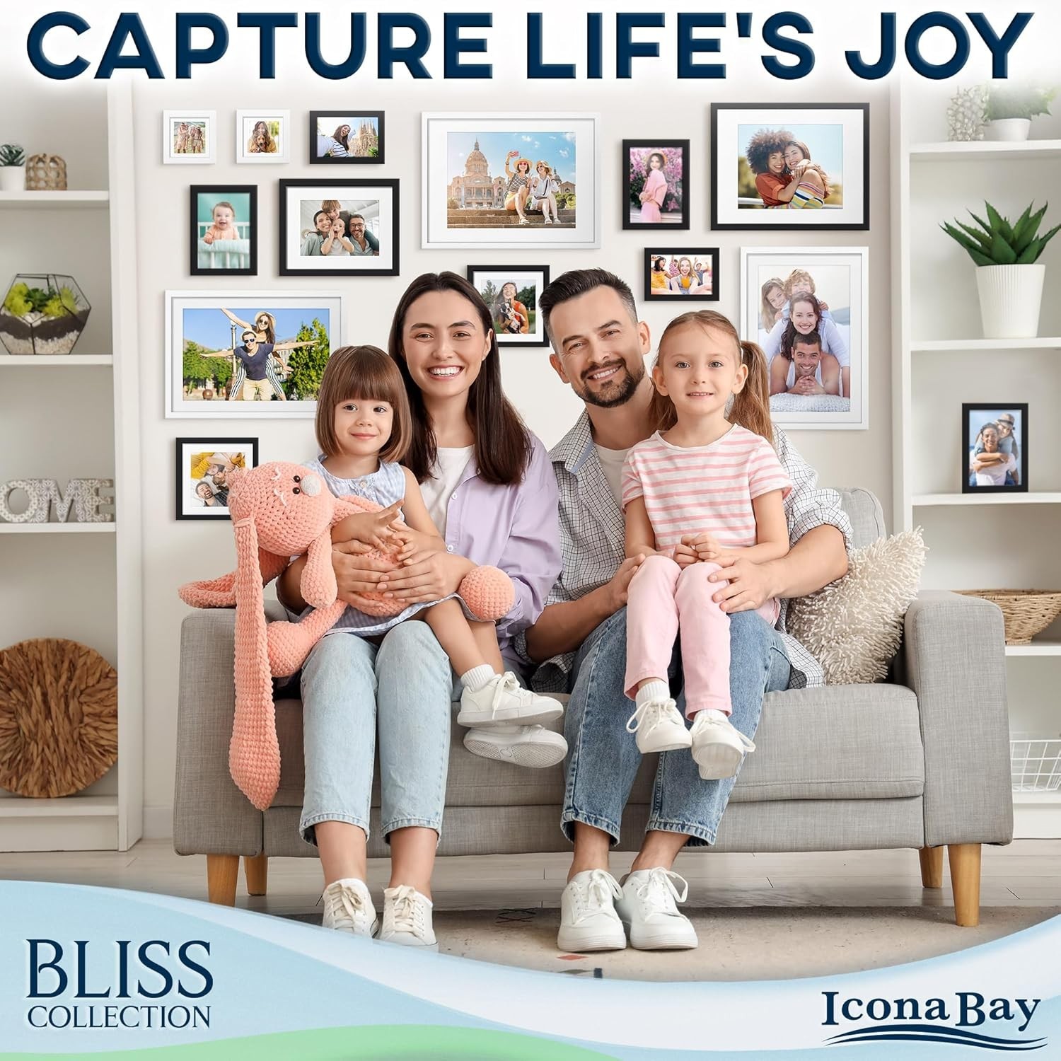 12X12 Picture Frame Black Display Pictures 8X8 with Mat or 12X12 without Mat for