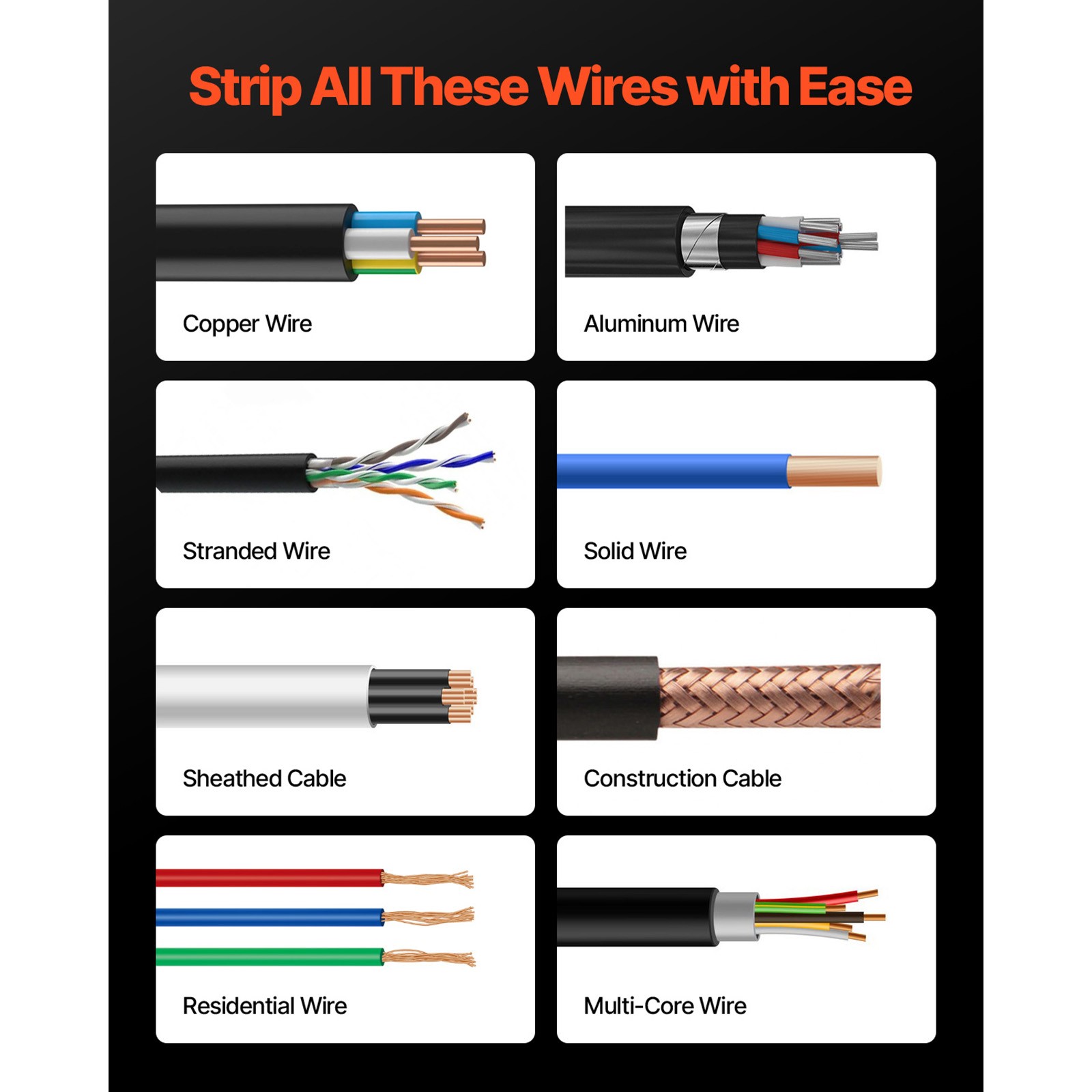 Electric Automatic Wire Stripper Stripping Machine 0.06-1.57 in 400W 15 m/min