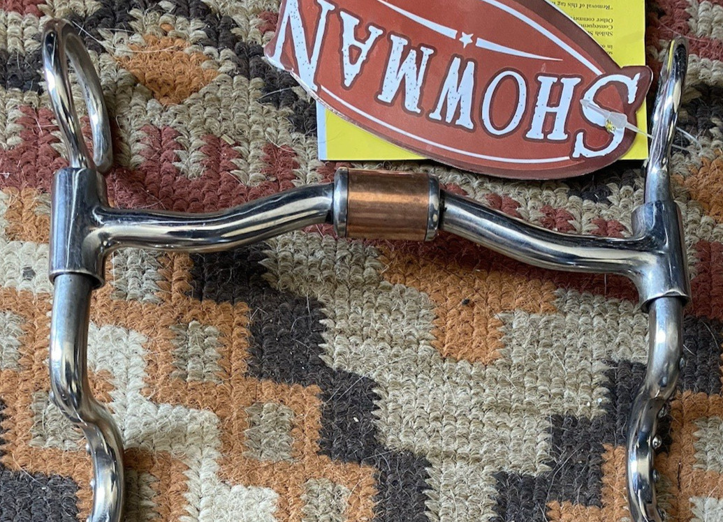 Low port barrel mouth SI Western bit w/spotted cheeks, independent side movement