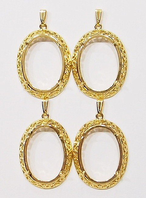 4 of 40x30mm Shiny Gold Victorian Deco Thick Scroll Gorgeous Pendant Setting