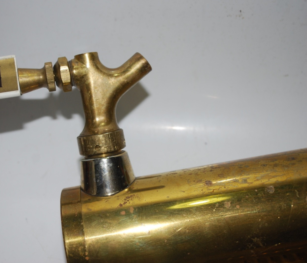 Vintage Brass Beer Tap Tower 12" w/ Drip Pan Used Bar Draft Tower Needs Refit