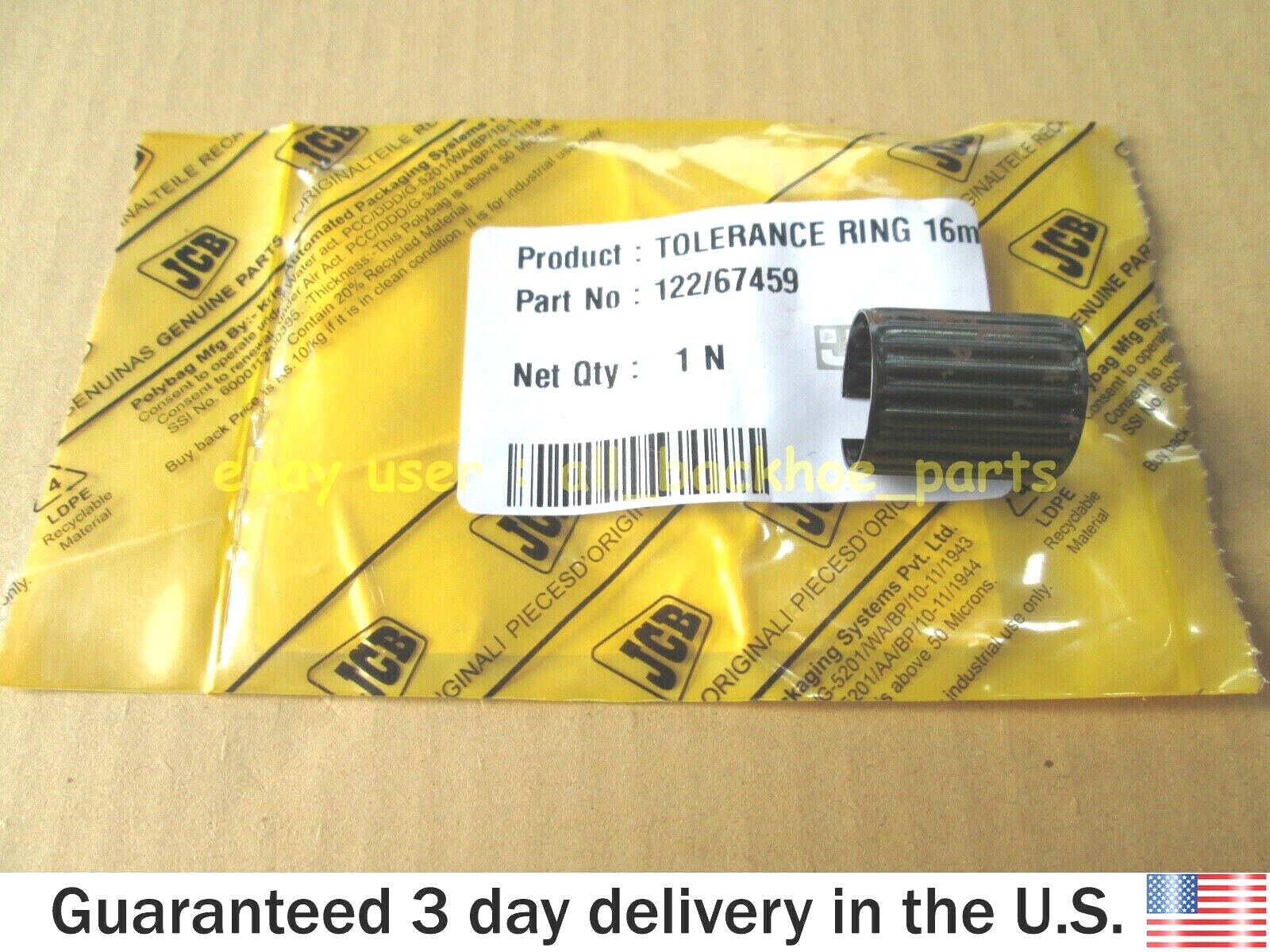 JCB BACKHOE - GENUINE JCB TOLERANCE RING 16 MM (PART NO. 122/67459)