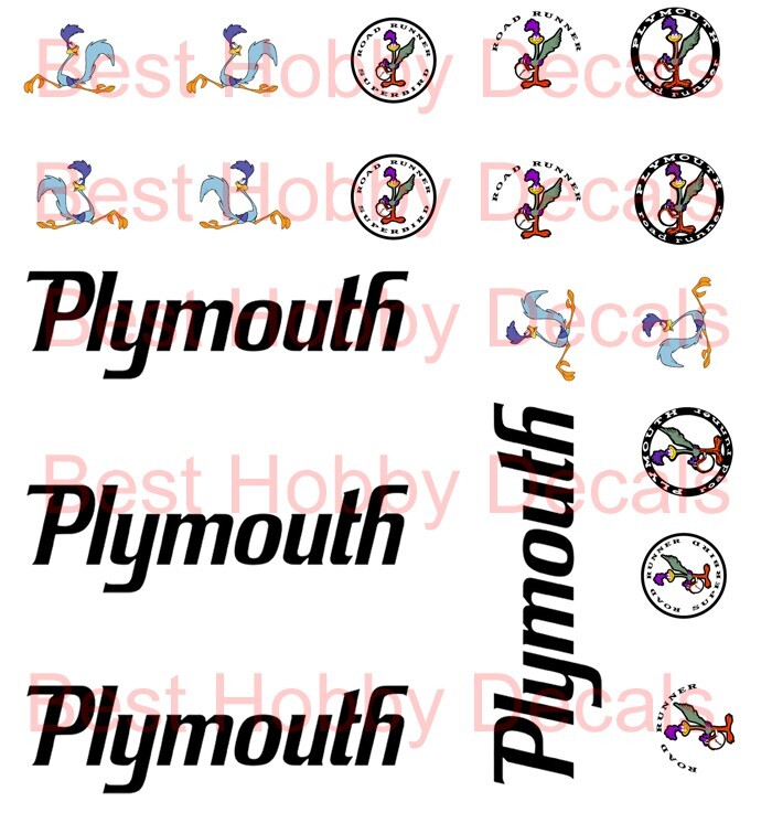 Plymouth Super Bird Special decals 1/24th Scale Decals