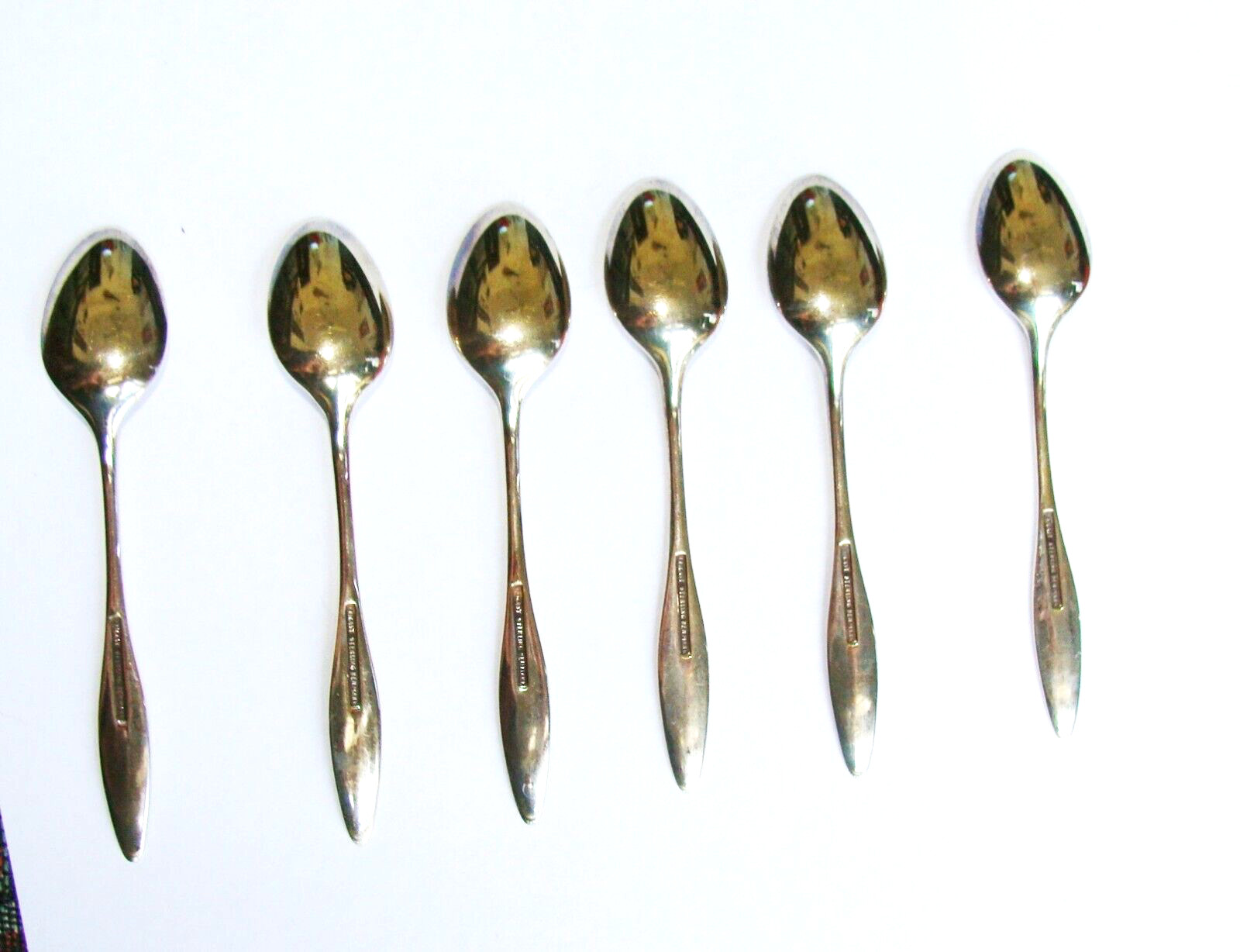 Frigast Denmark Box Set of 6 Sterling Silver Guilloche Enamel Demitasse Spoons