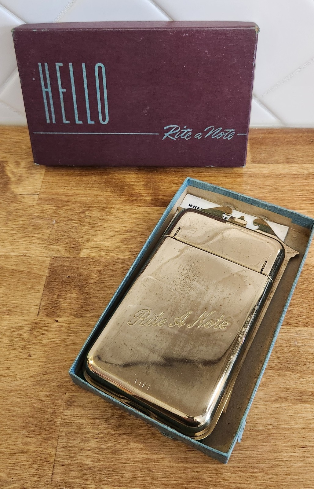 Vintage Wasley Rite A Note For Your Doorway Brass Note Pad